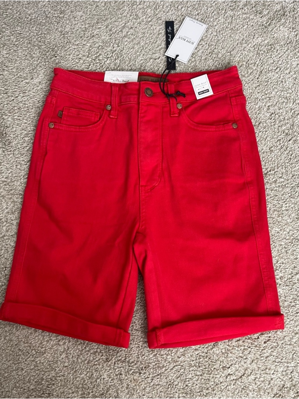 Judy Blue Tummy Control Bermuda Shorts Womens Size M Red Hi Rise Denim NWT